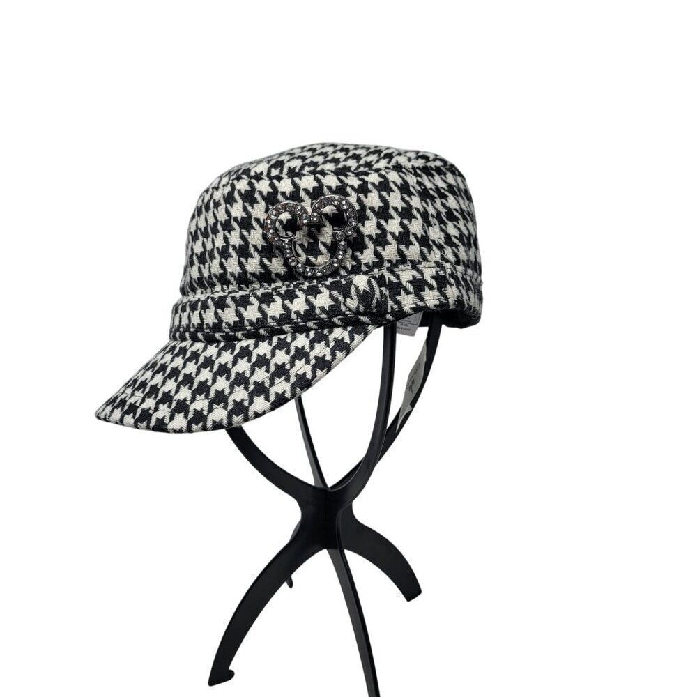 Disney Parks Authentic‎ Black White Houndstooth Newsboy Cap Rhinestone Mickey